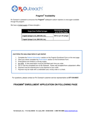 Fragmin Enrollment Application