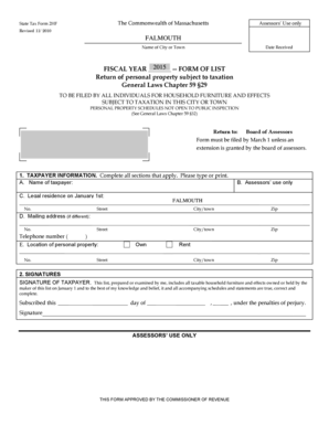 Massachusetts State Tax Form 2HF