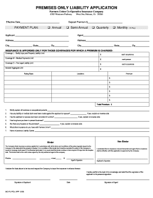 Premises Only Liability Application