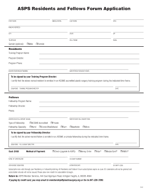 ASPS Residents and Fellows Forum Application