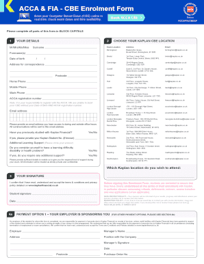 ACCA & FIA CBE Enrolment Form