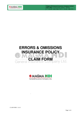 Errors and Omissions Insurance Claim Form