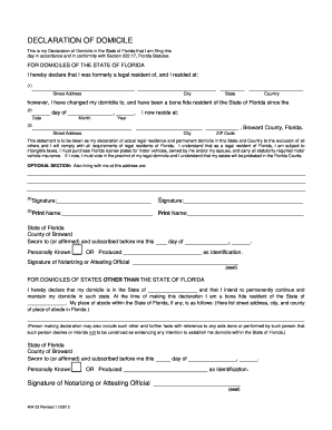 Florida Declaration of Domicile
