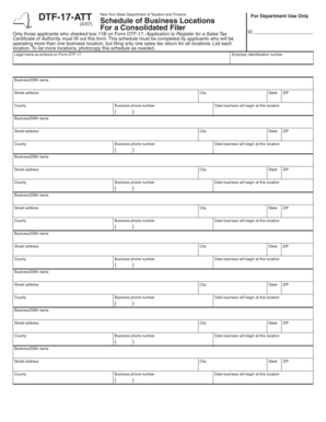 New York State Business Locations Schedule