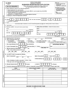 New Jersey Business Registration Packet