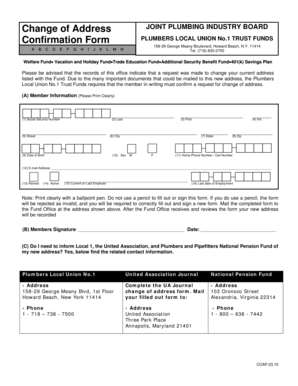 Change of Address Confirmation Form