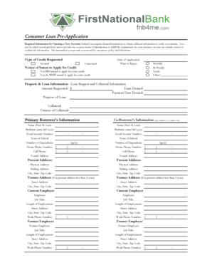 Consumer Loan Pre-Application Form
