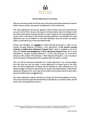 Houston Housing Authority Rent Adjustment Request