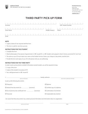 Third Party Pick-Up Form