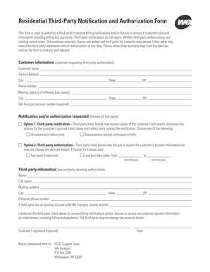 Residential Third-Party Notification and Authorization Form