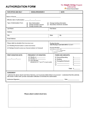 Church Donation Authorization Form