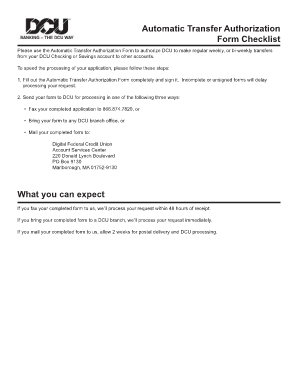 Automatic Transfer Authorization Form