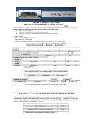 Driver Authorization Form