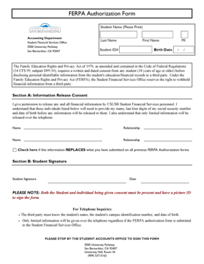 FERPA Authorization Form