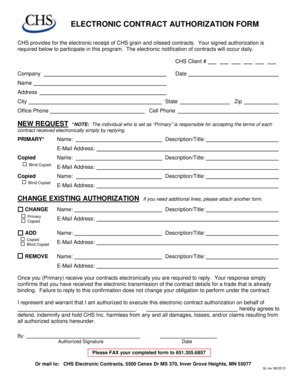 CHS Electronic Contract Authorization Form