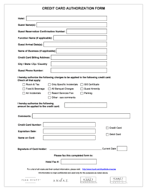 Credit Card Authorization Form
