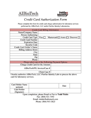 Credit Card Authorization Form