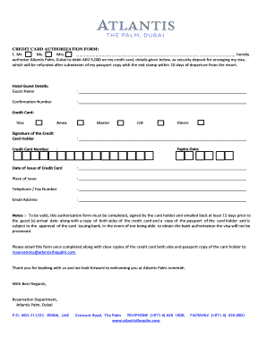 Credit Card Authorization Form