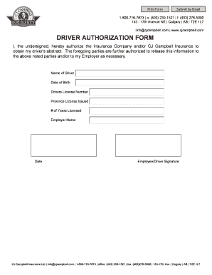 Driver Authorization Form