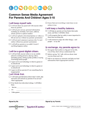 Common Sense Media Agreement for Parents and Children