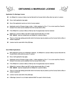 Michigan Marriage License Application