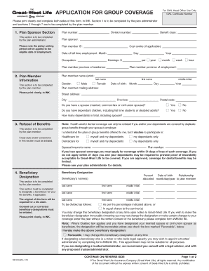 Group Coverage Application Form