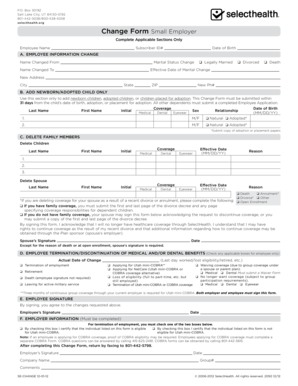 SelectHealth Small Employer Change Form