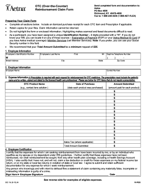 Aetna OTC Medical Expense Reimbursement Form