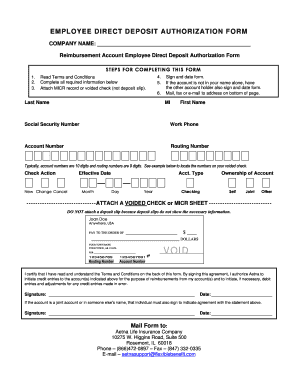 Employee Direct Deposit Authorization Form