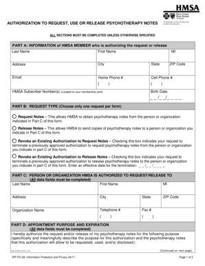 Authorization to Request Use or Release Psychotherapy Notes