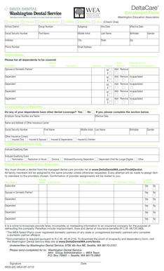 Washington Education Association Dental Enrollment Form