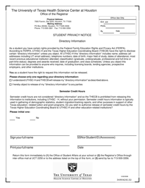 Student Privacy Notice Form