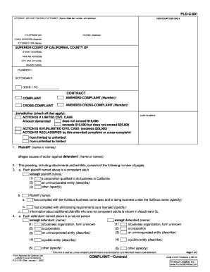 California Contract Complaint Form