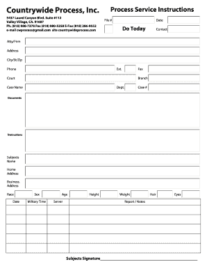Process Service Instructions