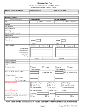 Mortgage Fact Find Form