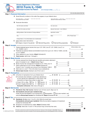 Illinois Individual Income Tax Return Form IL-1040