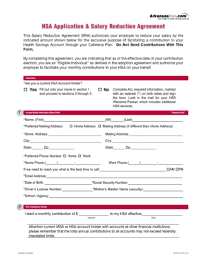 HSA Application & Salary Reduction Agreement