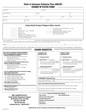 Arkansas Cafeteria Plan Change in Status Form