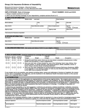 Group Life Insurance Evidence of Insurability