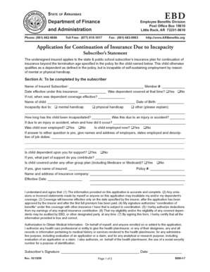 Arkansas Insurance Continuation Application