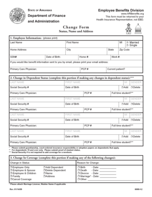 Arkansas Employee Benefits Change Form