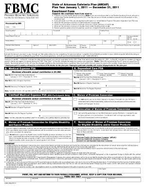 Arkansas Cafeteria Plan Enrollment Form