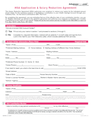 HSA Application & Salary Reduction Agreement