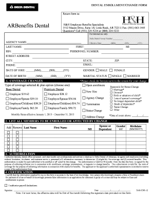 Dental Enrollment Change Form
