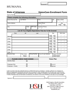 Arkansas VisionCare Enrollment Form