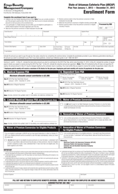 Arkansas Cafeteria Plan Enrollment Form