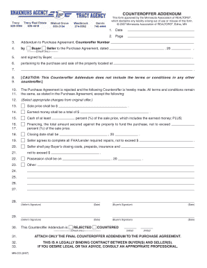 Counteroffer Addendum to Purchase Agreement