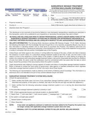 Minnesota Subsurface Sewage Treatment System Disclosure Statement