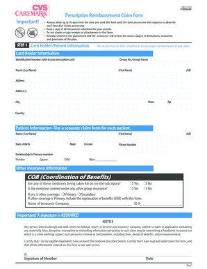 Prescription Reimbursement Claim Form