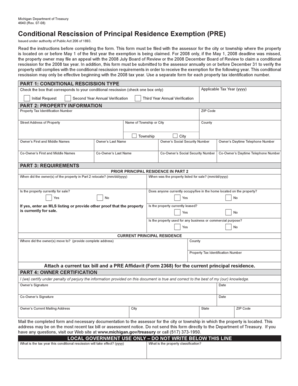 Michigan Conditional Rescission of Principal Residence Exemption